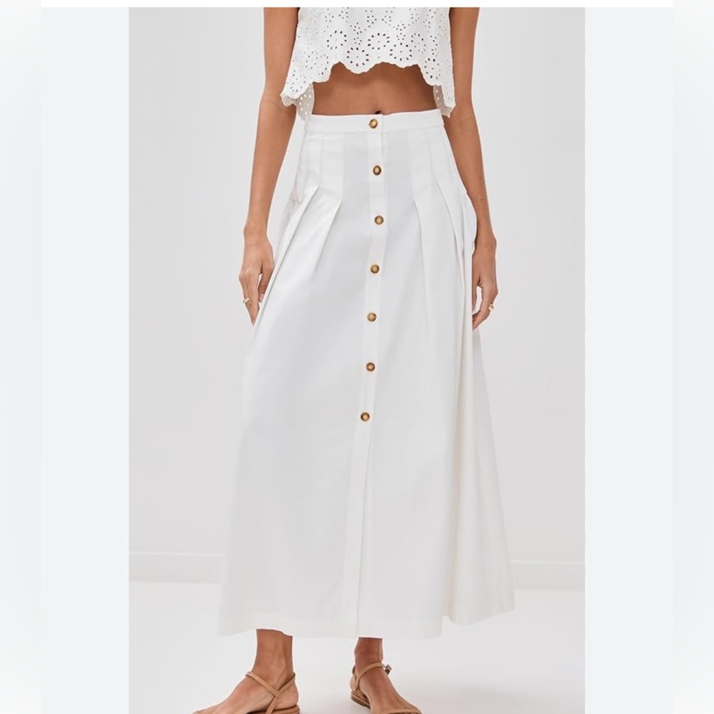 White Button-Down Maxi Skirt - Picture 3 of 7